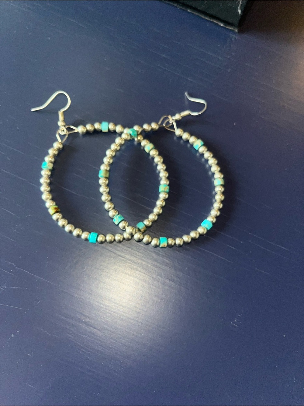 Sterling silver and turquoise hoop earrings